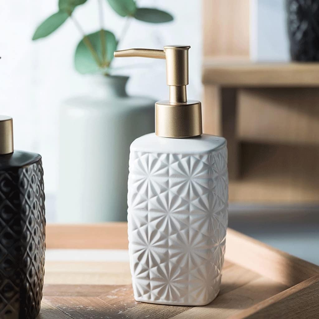 Modny dozownik mydła 310 ml / 29 ml ceramiczny trójwymiarowy wzór łazienka balsam butelka eleganckie dozowniki balsamu dozownik mydła premium, wzór kwiatowy Aawhite