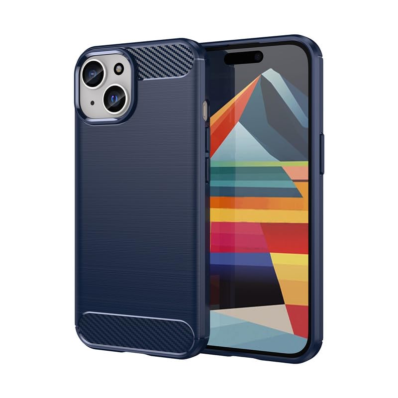 Image of Hybrid Carbon Fiber Back Case for iPhone 15 Plus (Blue)