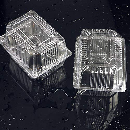 Twdrer 100 Pack Disposable Clear Plastic Clamshell Hinged Food Portable Square Containers For Salads,Fruit,Hamburgers,Sandwiches,Cupcake(5.3" X 4.2" X 3.4") #TOP4