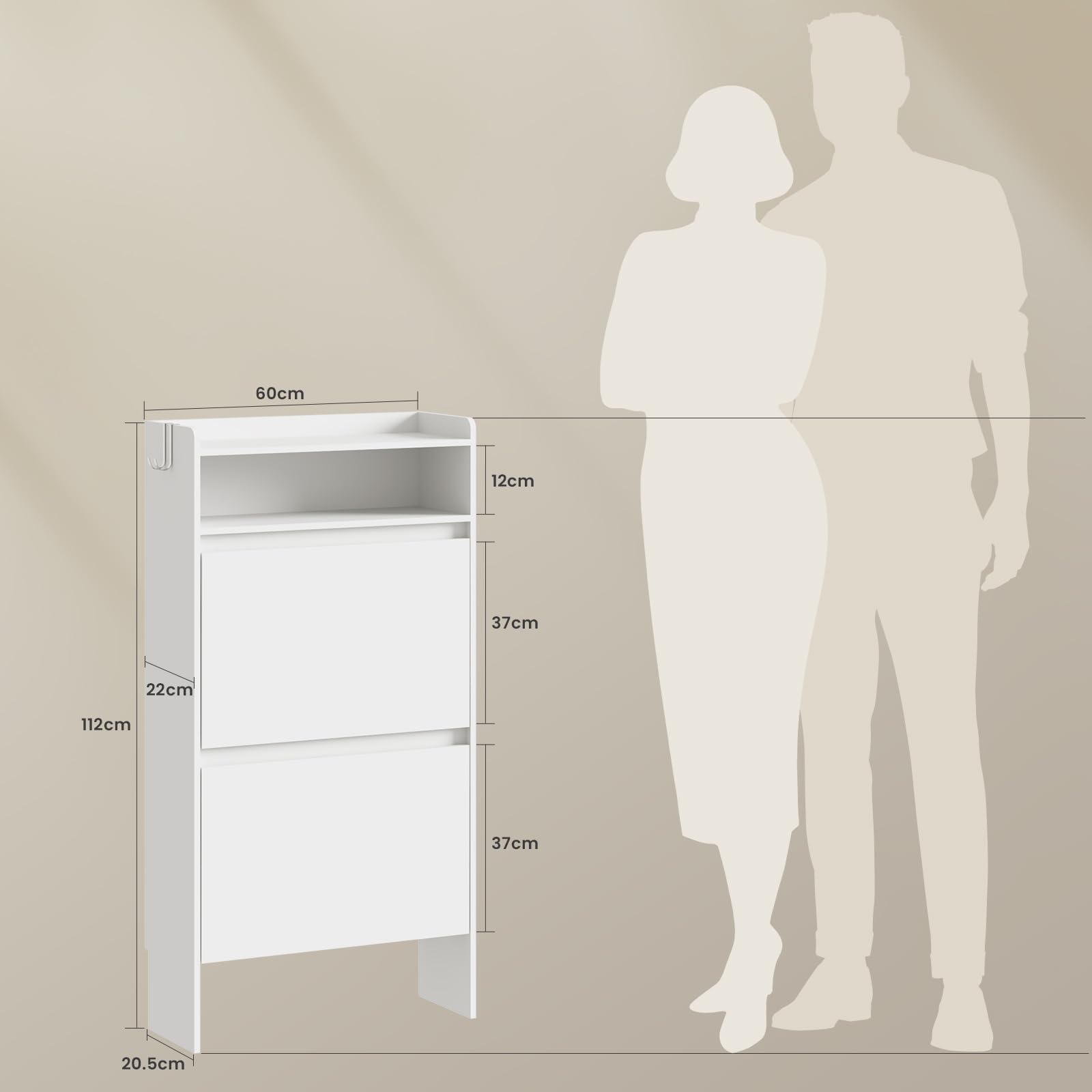 Schuhschrank, Schuhkipper, Schuhaufbewahrung, Trennwand Verstellbar