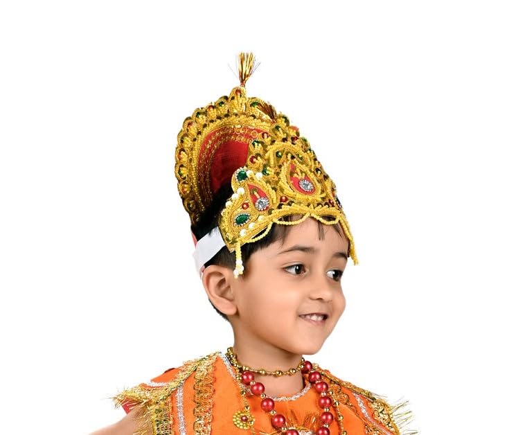 Image of BookMyCostume Mythological Character Multicolor Crown Mukut Kids Fancy Dress Costume Accessories 2-9 yrs
