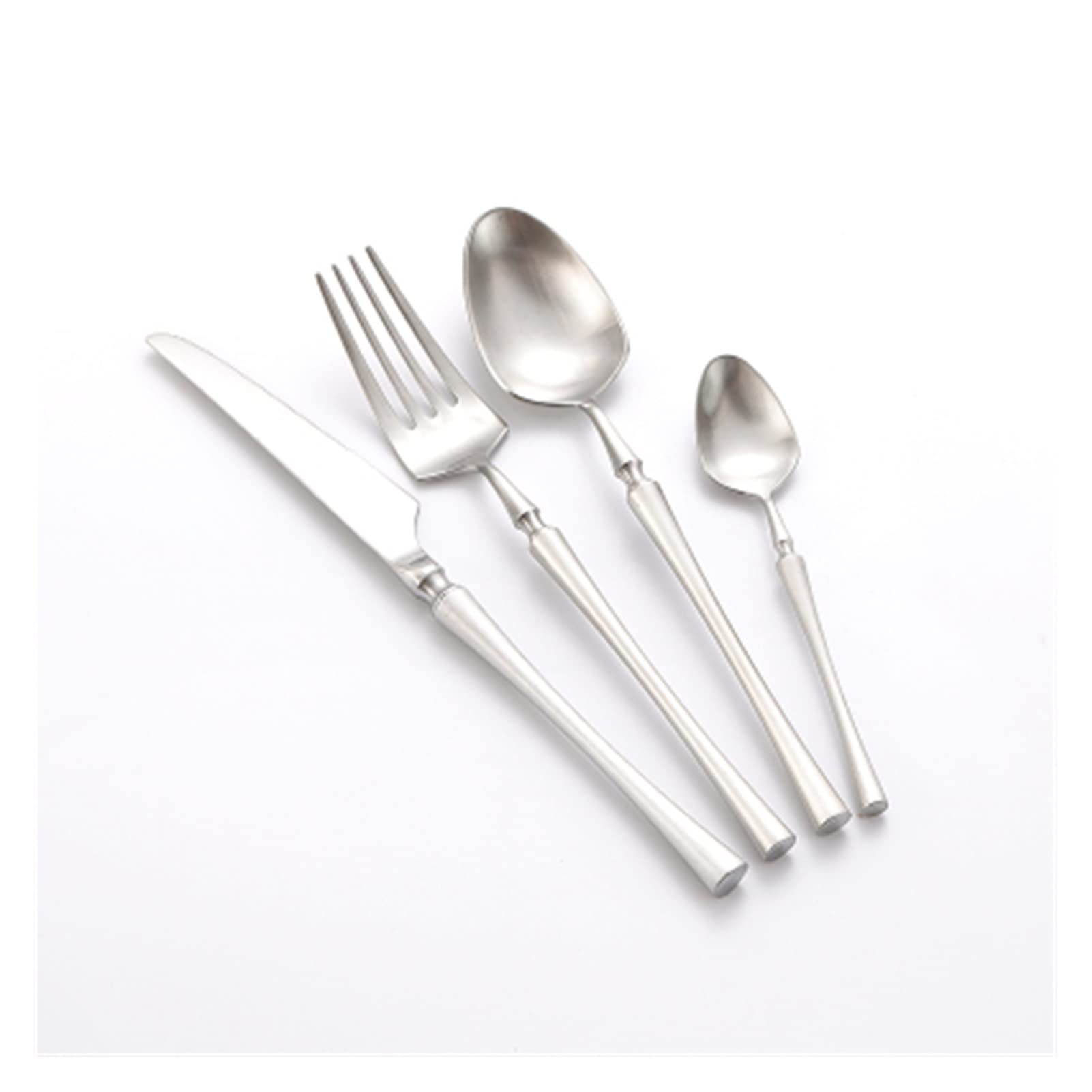 Party 24 teile/los Koreanische Lebensmittel Vintage Geschirr Besteck Set 18/8 Edelstahl Schwarz Abendessen Messer Gabeln S poons Matte Geschirr Sets Hervorragend (Color : Black 24pcs) (Silver 24pcs )
