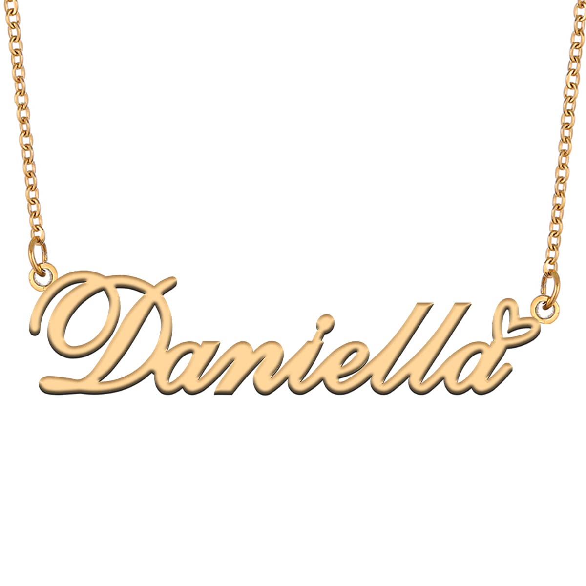 AoloshowPersonalized Heart Name Necklace Gold Custom Any Names Stainless Steel Jewelry for Womens Graduation