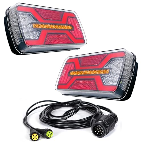 Pack 2 Pilotos led Con Cable Bajonet Conector 13 Pines para Remoqlue 12v 24v Homologados (Cable 5,5 Metros)