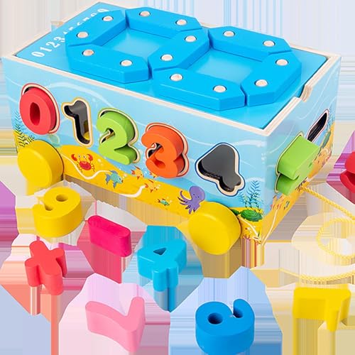 Cube de tri de formes éducatif avec blocs mathématiques en bois