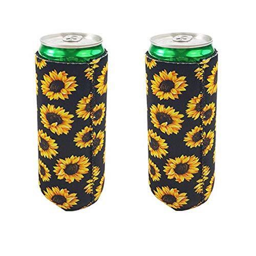 2pcs Neoprene Slim Beer Can Cooler Tall Stubby Holder Foldable Stubby Holders Beer