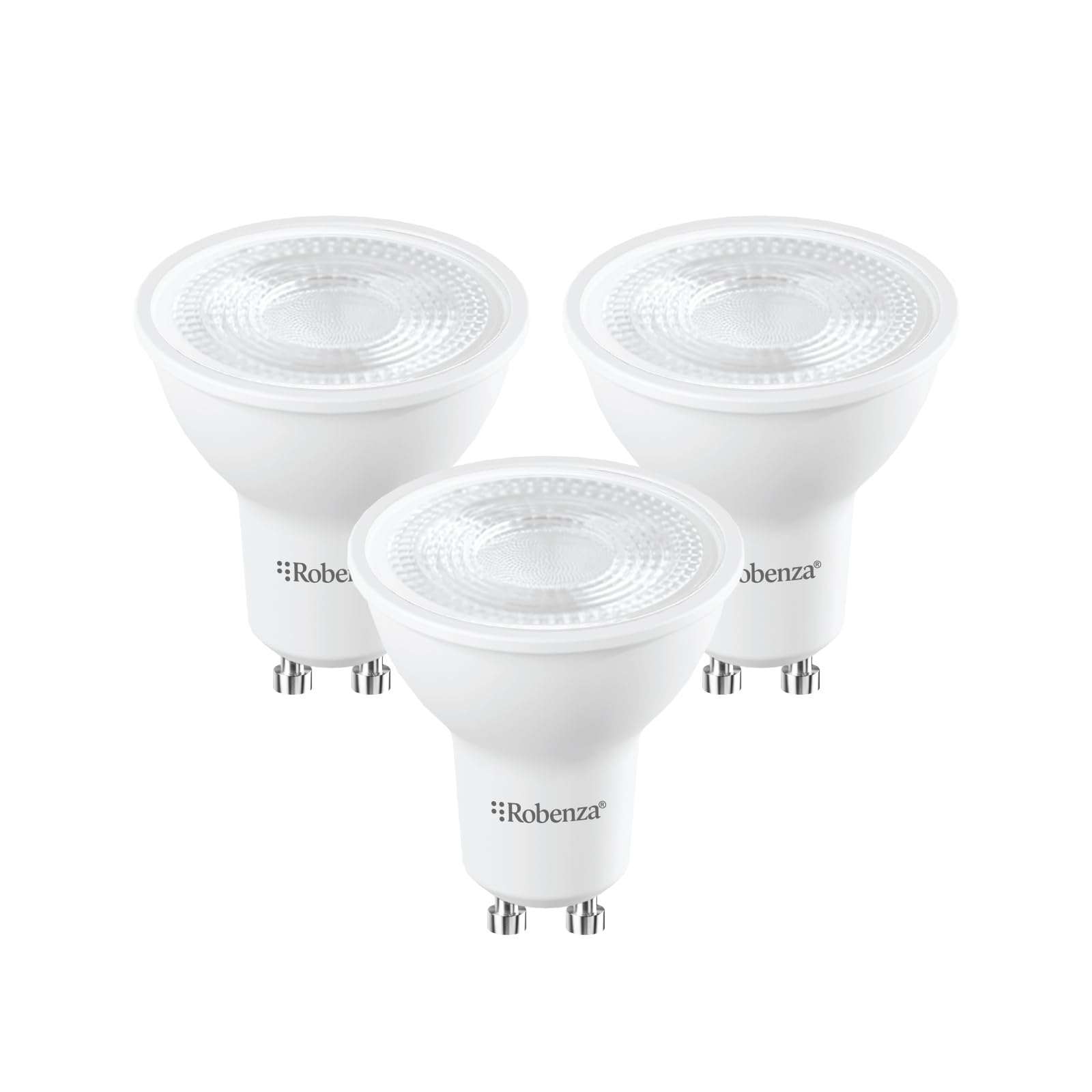 Robenza GU10 LED Dimmable Spotlight Bulbs, 6W (50W Equivalent), 445LM, 3000K Bright Warm White, 38° Beam Angle Energy Efficient Home Lighting, Long Life Ceiling Light Bulb – Pack of 3
