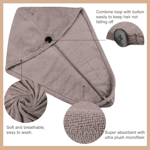 Image of Sassoon Venir Microfiber Hair Wrap Towel for Women (Sandstone Color, Free Size) with Smooth Texture Super Absorbent Quick Dry Hair Turban for Drying Hair