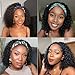 Youngirl Deep Wave Headband Wig Human Hair 12 Inch Curly Headband Wigs for Black Women Human Hair Glueless None Lace Front Wigs Brazilian Virgin Hair Wig Machine Made 150% Density Natural Black Color