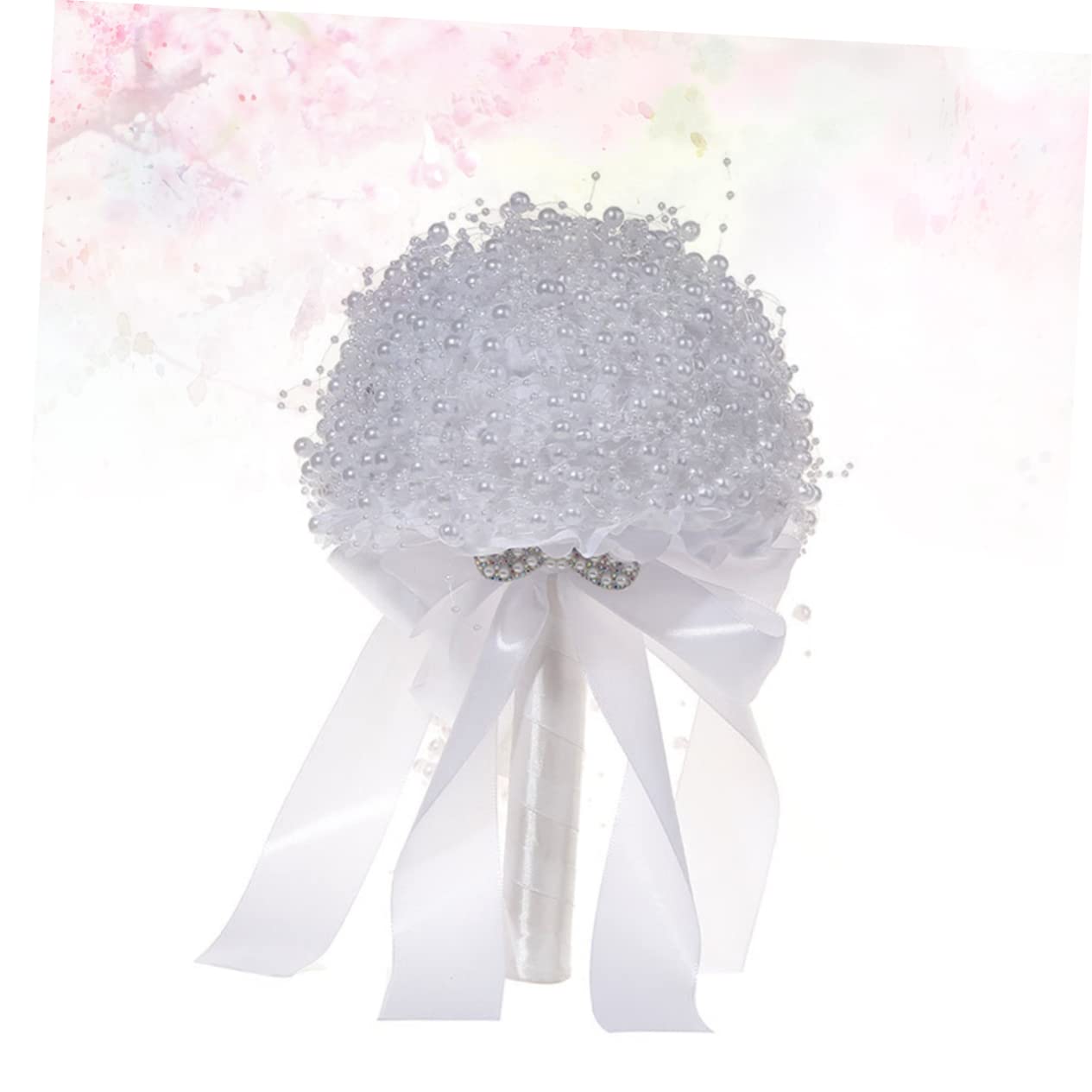 PRETYZOOM Bouquet Sposa in Perle Artificiali Bianco per Matrimonio Elegante