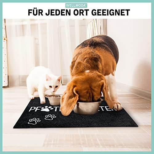 WELLMODA® Premium Fussmatte I „Pfotenabtreter“ I Rutschfest & Waschbar I Geschenkidee für Tierliebhaber I Lustige Pfoten Fußmatte für außen & Innen I Made in Germany I 40x60 cm (Schwarz/6mm)