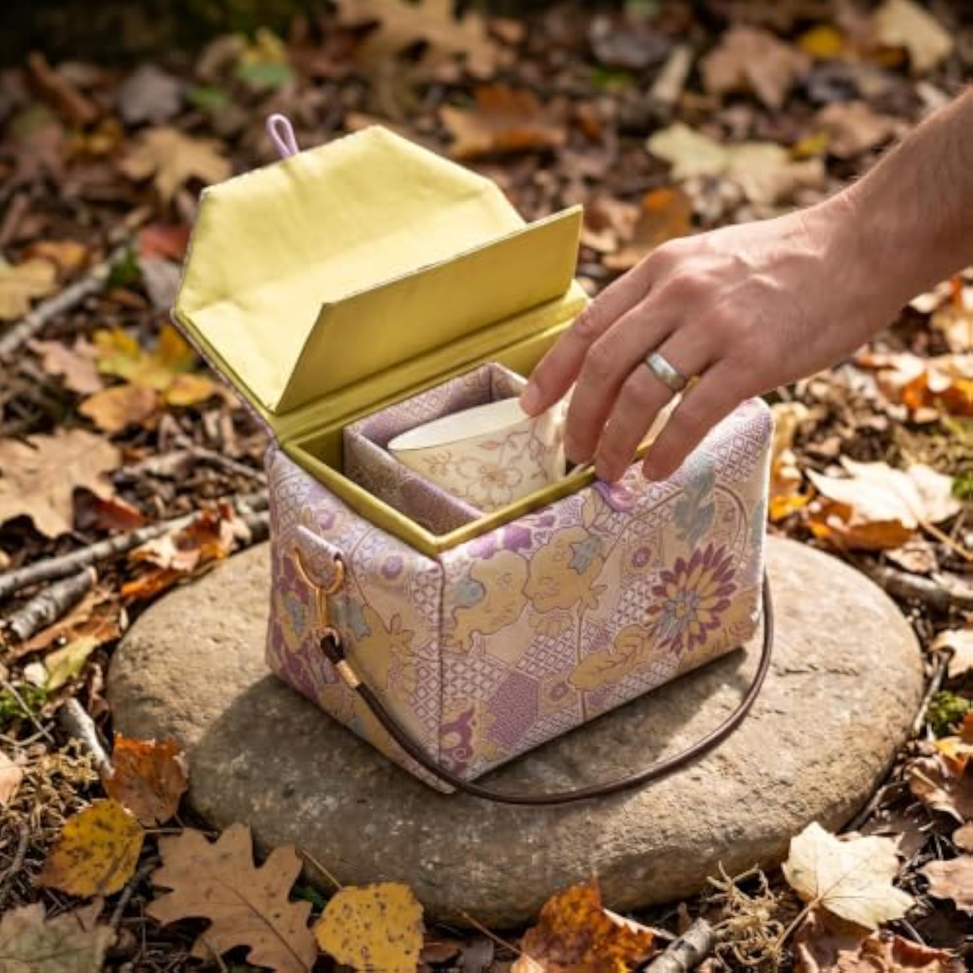 Portable Brocade Fabric Tea Set Storage Bag