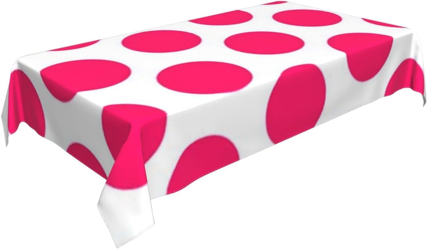 Tovaglia Antimacchia 300x140 cm Rettangolare Geometria Circolare Tovaglie Impermeabile 3 Metri Copritavolo Poliestere Protezione Tavolo Pois Rosso Rosa, per Feste (12-14 Posti) a-3718