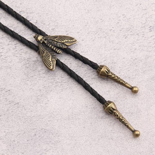 Image of Jeilwiy Bolo Tie for Men Western Cowboy Tie Necklace Gold Bolo Tie Leather Necktie Halloween Tie Accessories for Women