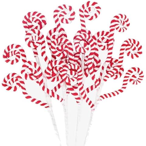 4 Pcs Red & White Christmas Candy Cane Picks Cover