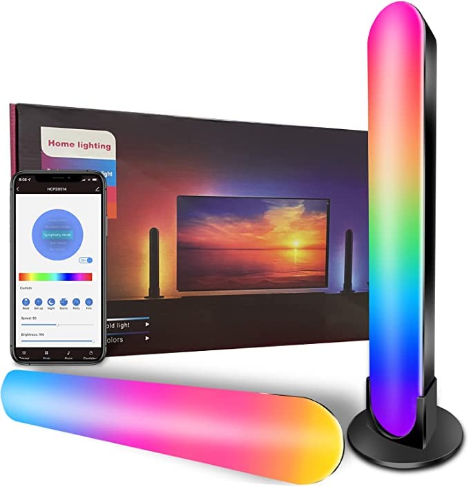 Image of KHIZAR Smart LED Light Bars, Gaming Lights with Music Sync, RGB Light Bar with 15 Scene Modes, Bluetooth Ambient Lighting for Entertainment, PC, TV Backlights, Party