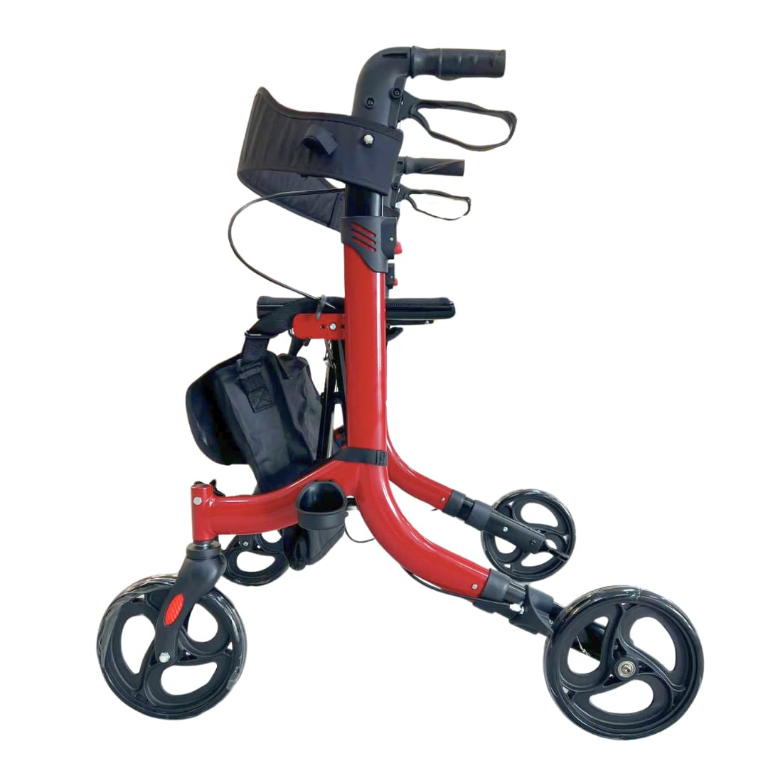 Deambulatore con Freni Pieghevole Regolabile Compatto in Alluminio, Girello per Anziani, VITAWALK PRO - Cesto portaoggetti, 4 Ruote, Rollator, SC5023B