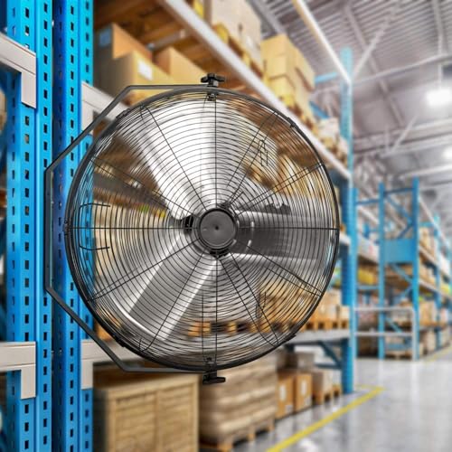 Image of Simple Deluxe 24 Inch Industrial Wall Mount Fan, Max 7600 CFM 3 Speed Commercial Ventilation Metal Fan for Warehouse, Greenhouse, Workshop, Patio, Factory and Basement - High Velocity, black