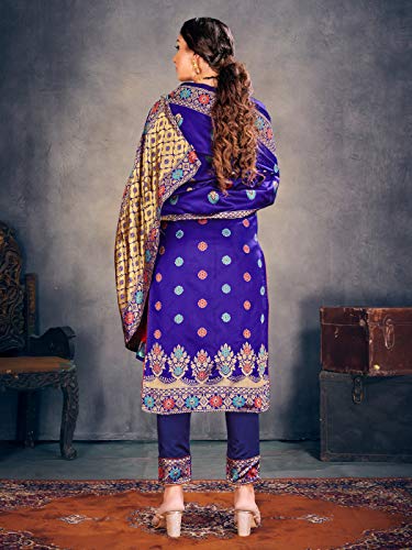 Women's Indian Pakistani Readymade Dress| Banarasi Art Silk Salwar Kameez | Minakari Woven Silk Dupatta Stitched Suit4