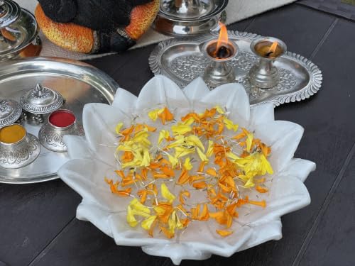 Image of Marble Urli Bowl for Home Decor | Handcrafted Floating Bowl, Decorative Centerpiece for Living Room Table, Luxury Stone Urli Dish, Pooja Decor & Festive Gift Item (Floral /9 Inch)