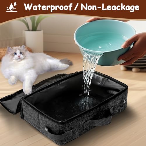 Image of Portable Litter Box for Cats, 16 * 12 * 6 inch Large Size Foldable Travel Litter Box with Lid, Easy to Store and take it Out, Cat Essentials for Long Distance Traveling & Camping - Purple