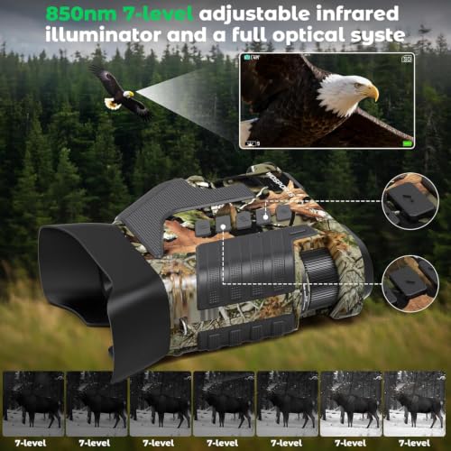 Image of WOSPORTS 4K Night Vision Goggles- 10X Optical & 8X Digital Zoom, 1315FT Infrared Range, Rechargeable 5000mAh Battery, IPX Waterproof, Ideal for Camping Camo