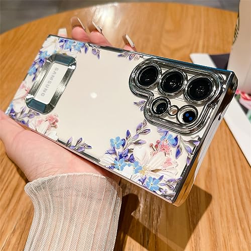 Coque fleurs feuilles argentées pour Samsung Galaxy S23
