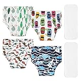 Lictin Pantalones de Entrenamiento para Bebé- Pañal de Aprendizaje para Bebés con 4 Ropa Interior Pantalones de Entrenamiento Orinal y 2 Reutilizables Pañales de Tela Talla (3.5-4.5 años)