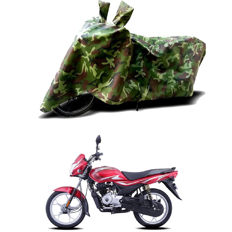 Image of 100% Water Resistant Bike Scooty Two Wheeler Body Cover Compatible For Bajaj Platina 100 ES Drum BS6 /UV-Rays /Heat Protection /Birds Dropping /Scratchproof /Dust proof /Waterproof /All [Green MJ]