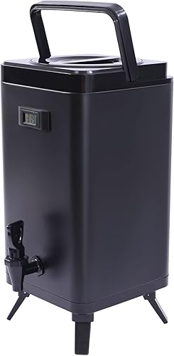 Dispensador de bebidas aislado, dispensador de bebidas calientes de acero inoxidable de 3.17 galones con termómetro, dispensador de bebidas frías y