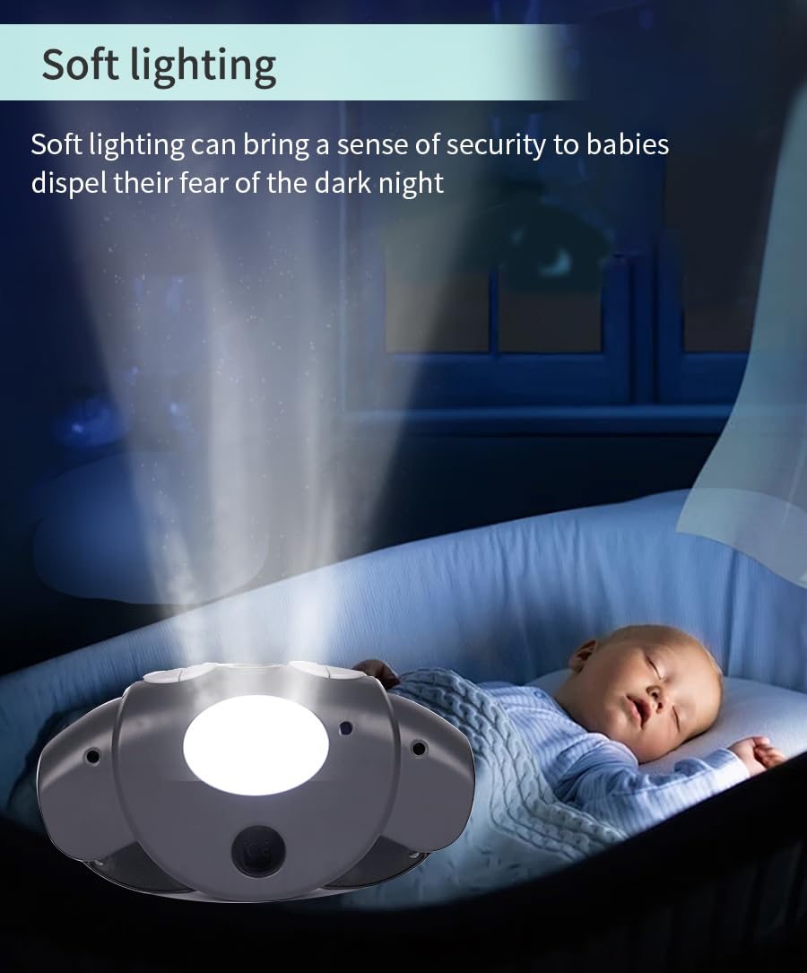 Mobile für Babybett zum Packen und Spielen, Stubenwagen-Mobile mit Musik, Rotation, Krankenschwesterlichtern, natürlichen Klängen, Timer-Funktion, Sternenlicht-Projektion, mobiles
