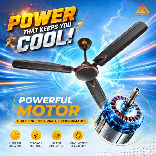 Image of Athots Affleck Ultra 1200mm (48 Inch) High Speed Ceiling Fan | Energy Efficient Motor | Anti-Dust Blades | Ideal for Kitchen, Office & Small Room | 24 Months Warranty | (Decor Smock Brown)