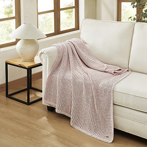 Ugg 33816 Luna Cotton Throw Blanket Soft Washed Cotton Blankets Luxury Machine Washable Oversized Warm Accent Blanket For Home Or Travel, 70 X 50-Inch, Quartz #TOP6