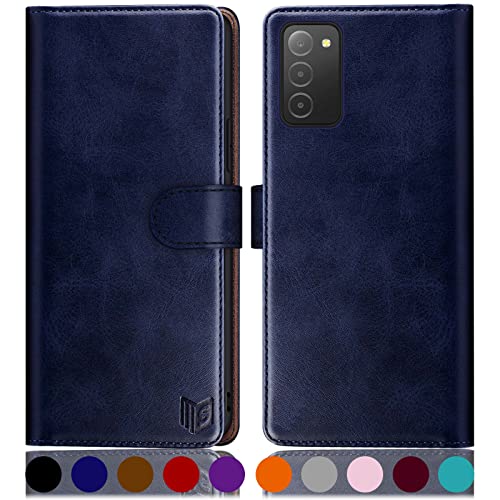 Protection Samsung Galaxy A03S bleue étui rabat cuir pour homme et femme