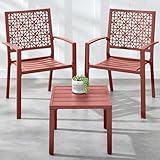 Best Choice Products 3-Piece Outdoor Bistro Set, Stackable Modern Steel Furniture for Porch, Garden w/ 2 Chairs, Table, Geometric Decor - Terra Cotta