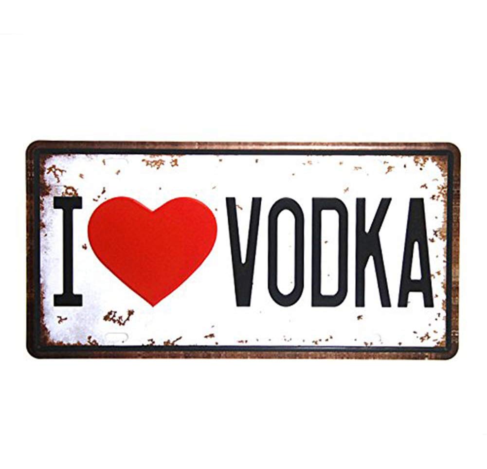 Shinewe I Love Vodka License Plate Vintage Old House Wall Decor Garage Art Wall Poster 15X30cm (I Love Vodka)
