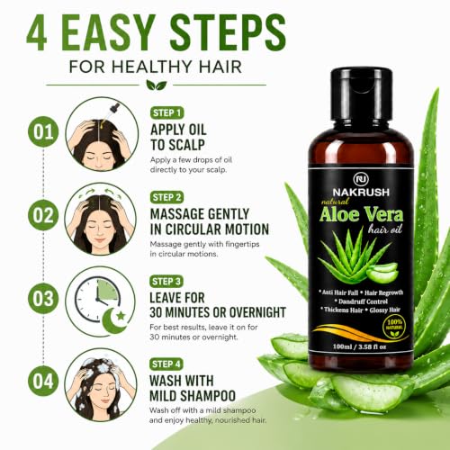 Image of Pure Aloe Vera Hair Oil 100ml | Ayurvedic Hair Growth Oil for Hair Fall Control | Non-Sticky Scalp Nourishment Oil with Herbal Ingredients | For Men & Women