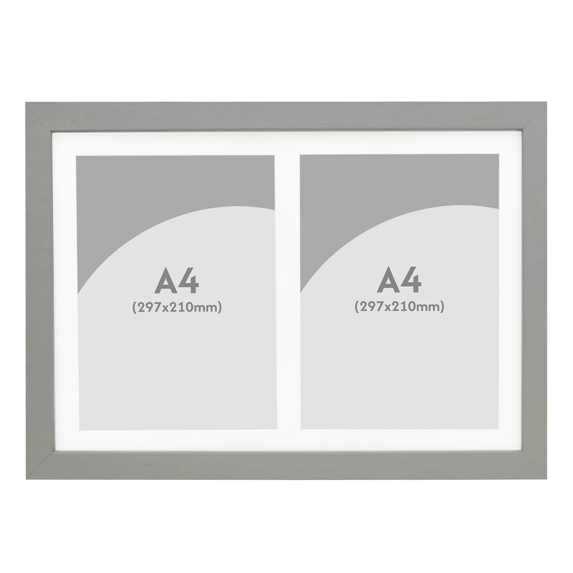 Boldon Framing Photo Frames Multiple Pictures Grey Collage Photo Frame for 2 A4 photos or certificates - Graduation Multi Picture Frames for Wall Hanging - Neatly Display Lots of Photos In one frame