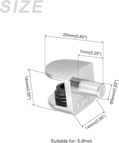 Miniatura 2 de METALLIXITY Soporte de estante de vidrio (para 0.197-0.315 in de grosor), 10 unidades, clips de vidrio ajustables de aleación de zinc, soporte de