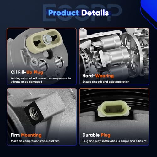 Image of ECCPP AC Compressor for GMC P3500 6.5L 1994-1995 | for Cadillac Seville DeVille Eldorado 4.9L 1991-1993 Fast Cooling AC Compressor with Clutch
