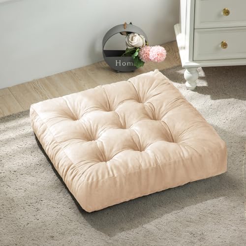 ANT-HOME Floor Pillows, Square Large Pillows Floor Cushion, Floor Pillows for Adults, Meditation Cushions for Sofa Yoga Living Room Outdoor Memory Foam Pillows, 22x22 Inch, Khaki - Image 2