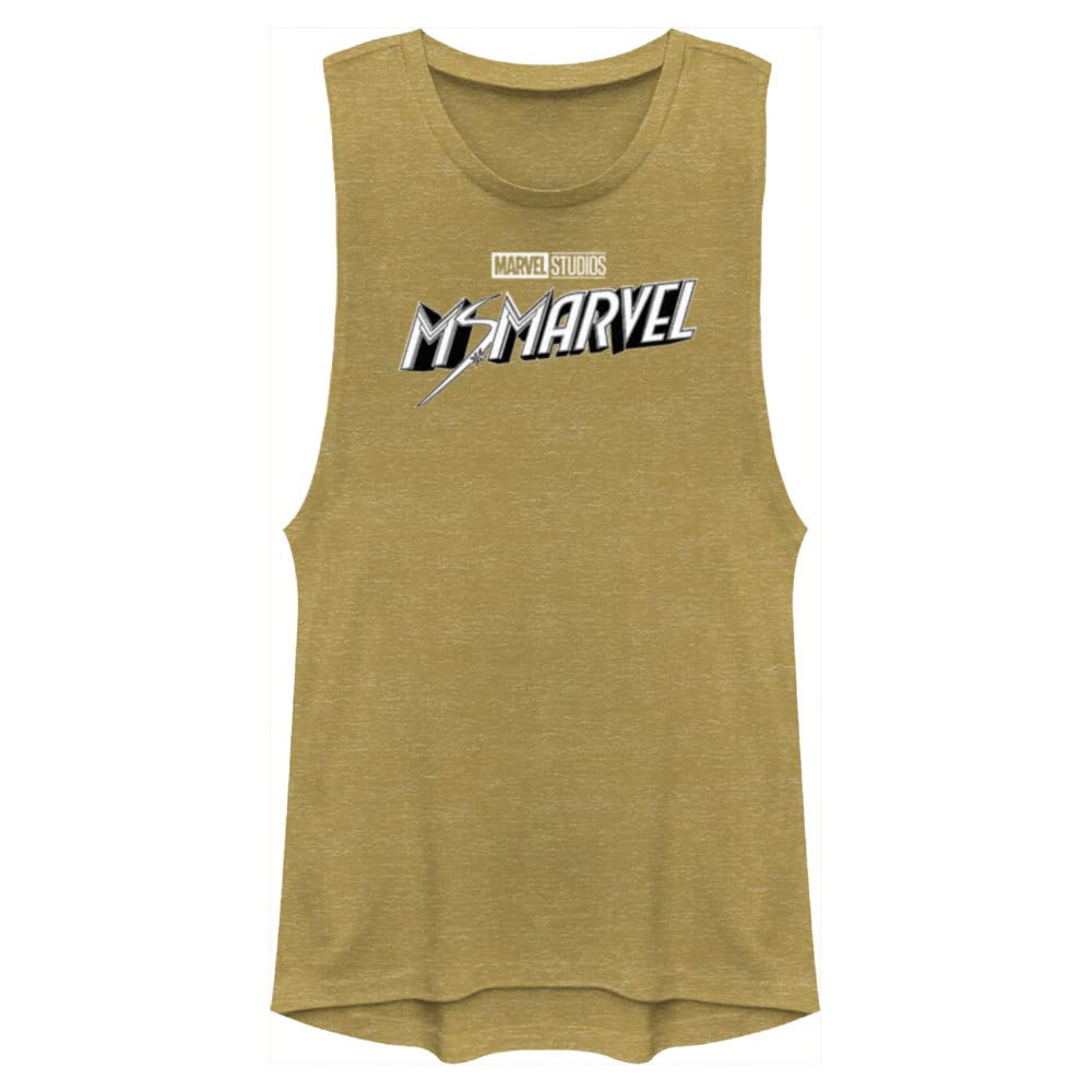 Marvel Donna Ms Bianco e Nero Film Logo Juniors Muscolo, Colore: erica dorata., L