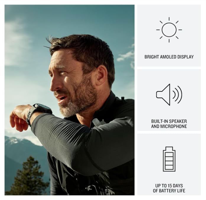 Image of Garmin Fenix 8 Pro 47mm AMOLED Sapphire Premium Connected Multisport GPS Smartwatch, inReach Technology, Titanium with Graphite Silicone Band w /Black Earbuds Bundle