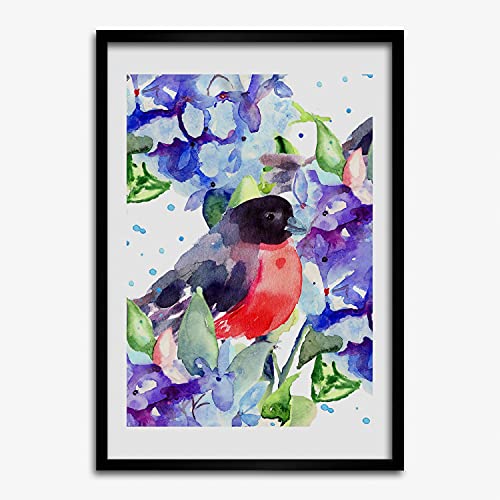 Cadre en bois photo affiche oiseaux fleurs Tulup 40x60 finition moderne haut de gamme