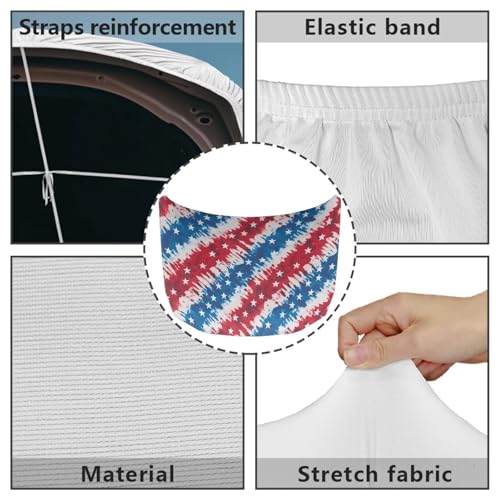 Image of Car Hood Cover All-Season Protection Car Hood Cover Protector Stretch American Flag Print Polyester Fabric Covers Removable Automotive Accessories Ft Fits Most Cars