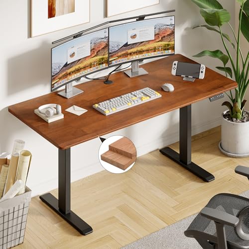 Onbrill Adjustable Standing Desk with Solid Wood Desktop