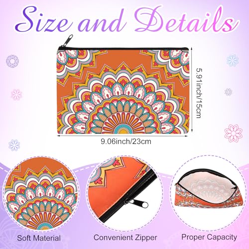 Hillban 36 Pcs Mandala Makeup Bags Bohemian Cosmetic Bags for Women Mandala Flowers Travel Toiletry Pouch with Zipper Portable Organizer Pouch for Cosmetics Makeup Brushes, 12 Styles2