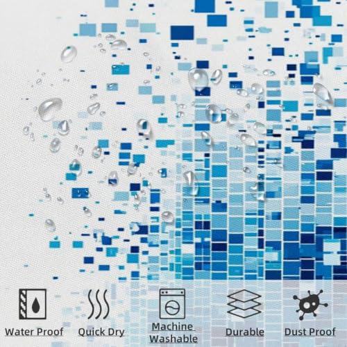 Rideau de douche 240x200 bleu en polyester mosaïque