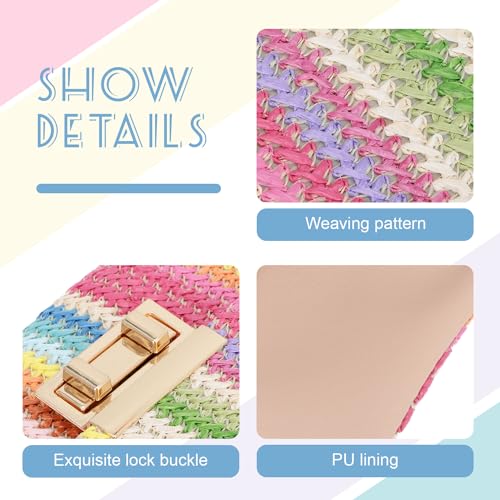 Oweisong Small Summer Straw Purse for Women Woven Beach Crossbody Bag Colorful Vacation Shoulder Handbag4