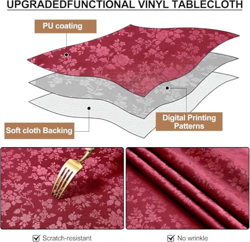 Image of Smiry Square Waterproof Heavy Duty Vinyl Tablecloths, 54 x 54 Inch